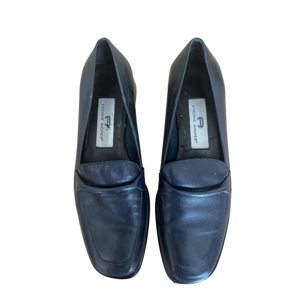 Vtg Etienne Aigner Women's Loafers 6M Leather Burgundy & Navy Flats Shoes 2 Pair - Picture 11 of 16